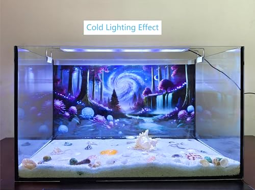 Fantasy Galaxy Starry Sky Aquarium Background Glowing Plants Fish Tank Background 24x12 Inches PVC Glass Container Decoration with Tapes