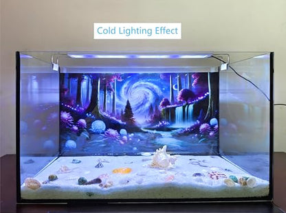 Fantasy Galaxy Starry Sky Aquarium Background Glowing Plants Fish Tank Background 24x12 Inches PVC Glass Container Decoration with Tapes