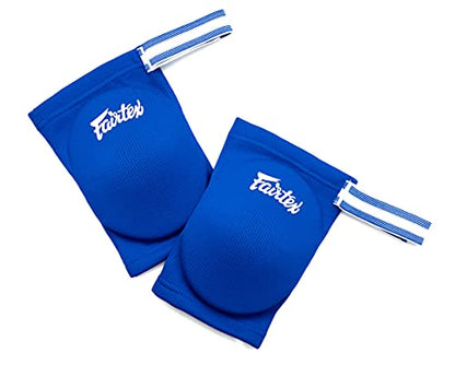 Fairtex Elastic Elbow Pads EBE1 Muay Thai Kick Boxing Protect Soft Fabric - color: Blue