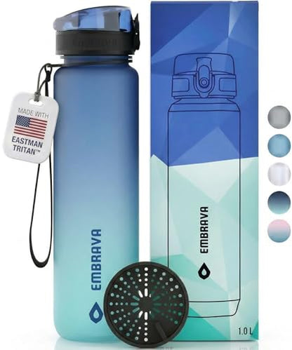 Embrava Sports Water Bottle (32oz, Aqua Fusion) Fast Flow Flip Top Lid - color: Aqua Fusion, size: 32 Ounces