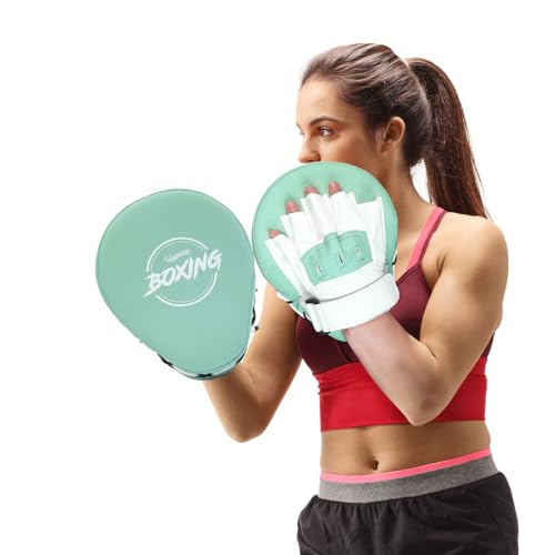 Valleycomfy Boxing Pads Curved Focus Punching Mitts for Men Women - color: Cyan