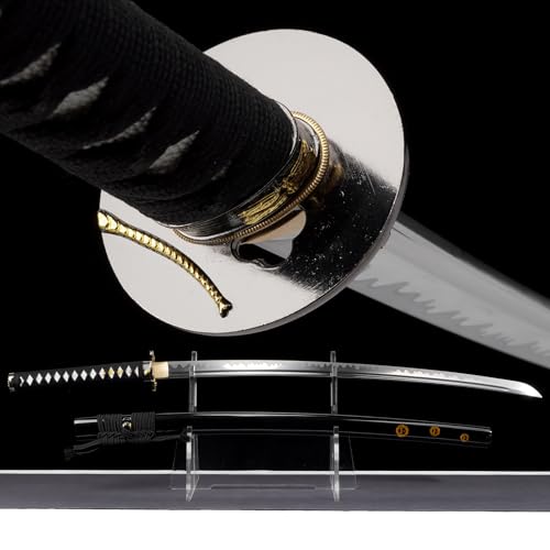 OYZ Real Katana Japanese Samurai Sword, Unique Gift for Men Full Tang Clay Tempered t10 Steel Blade, Spring Steel Memorable for Martial Arts Enthusiasts or Collectors. - style: dragonfly themes