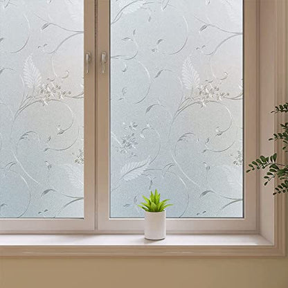 Frosted Privacy Glass Window Film, Vinyl Decorative Window Decals, Static Clings No-Glue Removable Window Film for Home Bathroom Living Room (35.4 x 157.4 inch) - size: 35.4'' x 157.4'' (90 x 400 cm)