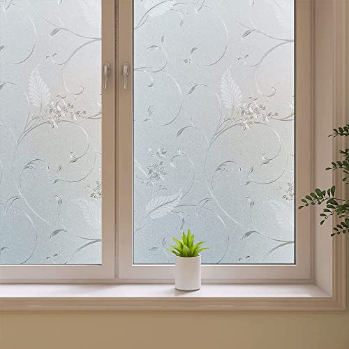 Frosted Privacy Glass Window Film, Vinyl Decorative Window Decals, Static Clings No-Glue Removable Window Film for Home Bathroom Living Room (35.4 x 157.4 inch) - size: 35.4'' x 157.4'' (90 x 400 cm)