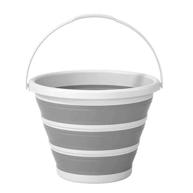 2.6 Gal (10L) Collapsible Bucket with Handle, Portable Cleaning Bucket for Car Wash, Camping, Gardening, Household Use - Space Saving Foldable Design