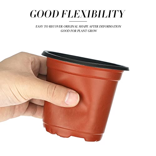 KINGLAKE 100 Pcs 4" Plastic Plants Nursery Pot/Pots Seedlings Flower Plant Container Seed Starting Pots,4 Inch,Red - color: Red, size: 4 Inch