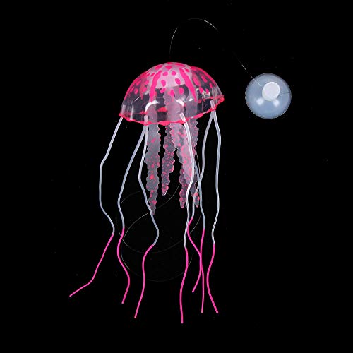 6 Pieces Artificial Jellyfish Decor for Aquarium Fish Tank, Glowing Jellyfish Ornament Decoration, Soft Silicone