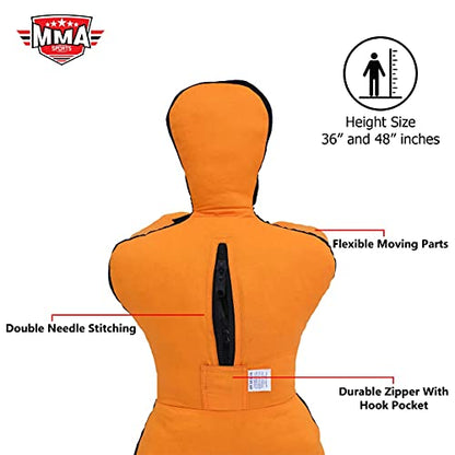 MMA Sports Brazilian JIU Jitsu Grappling Submission Throwing Dummy Punching Heavy Bag Kick Boxing Dummies UNFILLED - color: Yellow, size: 4ft, style: Standing