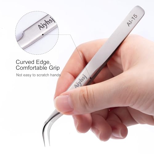 Precision Tweezer, Upgraded Professional Fine Tip curved, High-end Stainless Steel Tweezers for Craft, Electronics, Soldering, Eyelash Extensions, Laboratory Work, Jewelry-Making