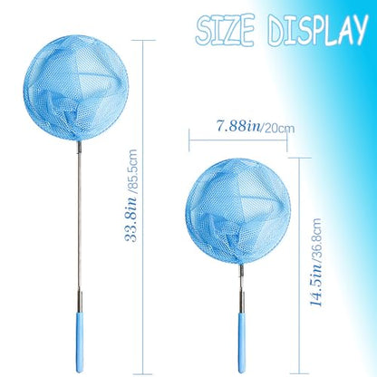 Kids Telescopic Butterfly Fishing Nets for Kids Catching Insect Net Outdoor Tools for Catching Bugs Fish Insect Ladybird, Extendable 34 Inches and Anti Slip Grip - color: Yellow