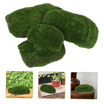 VOSAREA 4pcs Lifelike Simulated Moss Stone Decorative Rocks for Plants Moss Decorative Balls for Home Easy to Install - size: 33.00X20.00X5.50CM