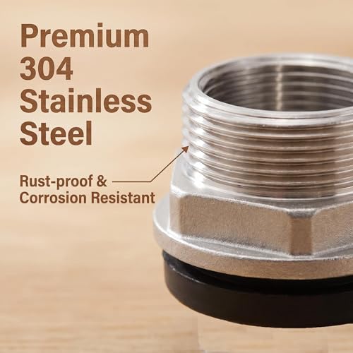 1 PC Stainless Steel Water Tank Connector, 1 Inch Water Tower Fish Tank Adapter, Female Thru-bulk Fitting Bulkhead for Home & Garden