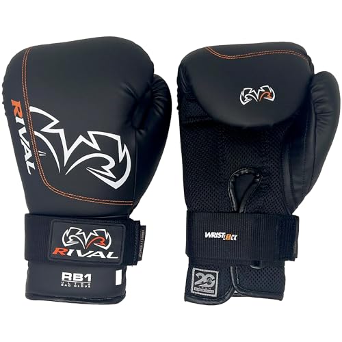 RIVAL Boxing RB1 Ultra Bag Gloves, 20th Anniversary Edition, High-Density Multi-Layered Padding and Signature Wrist Lock Strapping System - color: Black, size: Medium
