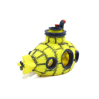 uxcell Aquarium Fish Tank Decoration Bubble Maker Yellow Spaceship Ornament 13x6x8cm