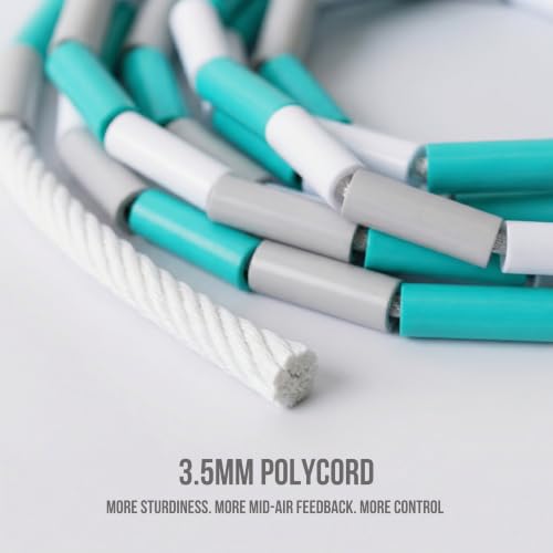 Elevate Rope Beaded Jump Rope, 1 in Beads, 10 ft Adjustable, Segmented - color: WHITE/TEAL/GREY