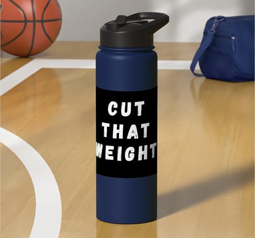 Cut That Weight Combat Sports Tournament Motivation Stainless Steel Insulated Water Bottle - color: Navy Blue