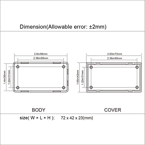 Project Box 10 Pieces ABS Plastic Electrical Project Case Small Junction Box for Electronics Black 2.8 x 1.7 x 0.9 inch (72x 42x 23 mm) - size: 2.8" x 1.7" x 0.9"(10pc)