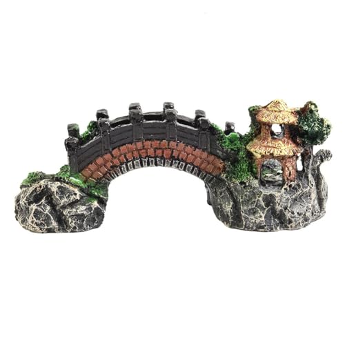 Resin Aquarium Bridge Ornament for Fish Tank Aquascaping – Natural Landscape Decoration, Water-Safe Synthetic Resin, 7.5 x 3.3 x 2.6 in, Non-Toxic & Porous for Beneficial Bacteria