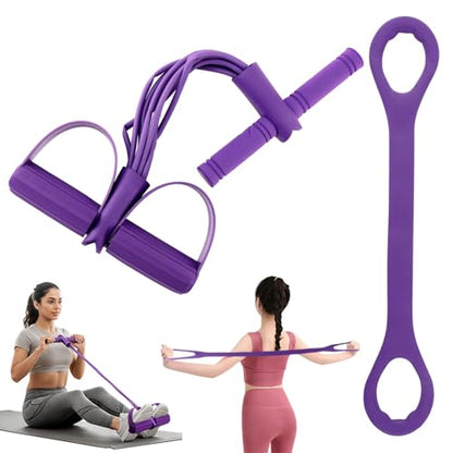 Fitness Resistance Bands- 6 Tube Pedal Ankle Puller with Handle & Tensile Rope for Exercise Sit Up Exercise Equipment Elastic Home Gym Equipment for Women Men - size: 8
