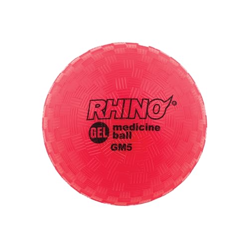 Champion Sports Rhino Gel Filled Medicine Ball – Durable, Soft Grip Weighted Ball for Strength, Cardio, & Rebounder Training – Multiple Weights for Home Gym & Fitness - style: 2 LB Medicine Ball (Red)