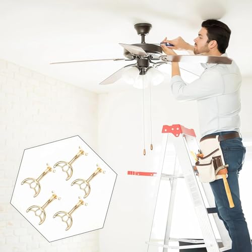 5 Pcs 52’’Ceiling Fan Blades Arms Replacement,Ceiling Fan Blades Arms Replacement Parts Mounting Bracket Kit for Replacing The Worn FanBlades,Keep The Balance and Good Performance(Gold)