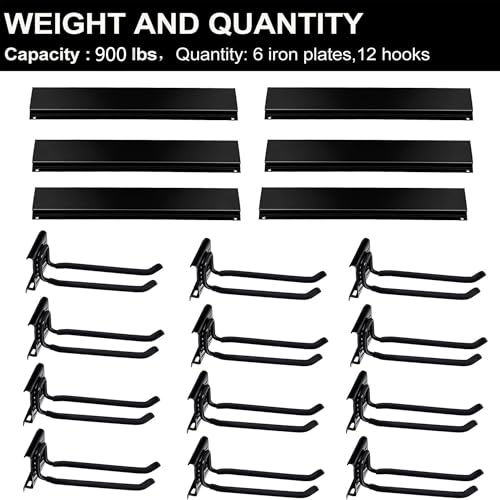 Wallmaster Garage Storage Organization Wall Mount, Garden Tool Rack Organizer Heavy Duty Folding Chair Hangers with 12 Adjustable Hooks 96inch Tracks Max Load 900lb - size: 12Hooks+6Panels