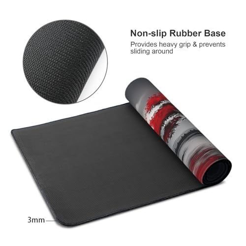 Gaming Mouse Pad 35.4 x 15.7 Inch, Large Extended Desk Mousepad with Oriental Landscape Moon Design, Water-Resistant Surface, Stitched Edges, Non-Slip Rubber Base Desk Mat for Gaming & Office - color: Oriental Landscape Moon