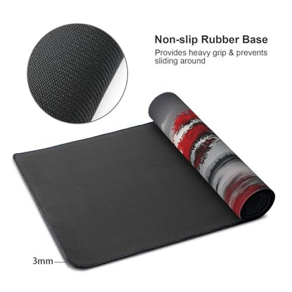Gaming Mouse Pad 35.4 x 15.7 Inch, Large Extended Desk Mousepad with Oriental Landscape Moon Design, Water-Resistant Surface, Stitched Edges, Non-Slip Rubber Base Desk Mat for Gaming & Office - color: Oriental Landscape Moon
