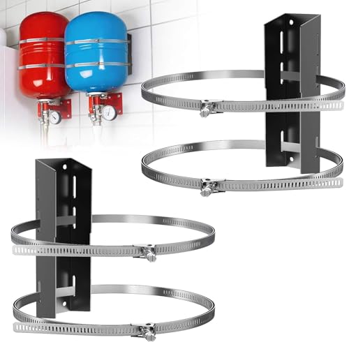 Expansion Tank Mounting Bracket for Hot Water Heater -Thermal Expansion Tank Wall Mount 2 Earthquake Straps, Support 1-5 Gal Tanks up to 13" Dia,5lb Propane Tank Holder for RV & Mobile Home,2-Pack