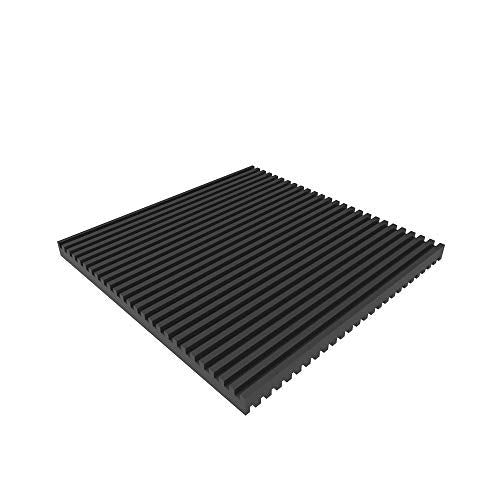 18315 Rubber Anti-Vibration Isolation Pads, Solid Ribbed Design, Heavy Duty All Rubber Pad, Black, Quantity 8 (6"x6"x3/8") - size: 6"x6"x3/8"