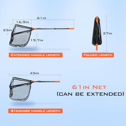 KastKing Pontus Fishing Net, Foldable & Lightweight Landing Net with Built in Length Scale, Strength Aluminum Handle, Fishing Gear and Gift for Men - style: Hoop Size: 23"(extendable)