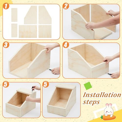 2 Pack Wood Rabbit Nesting Box, 18x12x12 Inch Wooden Hutch Hideout for Breeding, Natural Burrow Den Alternative for Rabbits & Small Animals - size: 18x12x12 Inch