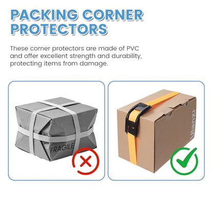 EXVITAL Edge Corner Protectors Small for Shipping and Moving, Flatbed Edge Protectors, Tie Down Strap Protectors for up to 1" Straps, Flatbed, Pallets & Moving 12 Pack Black