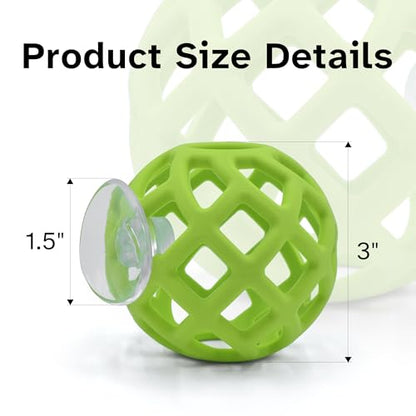 Turtle Feeding Ball with Suction Cup, Silicone Foraging Toy, Interactive Turtle Tank Feeder for Veggies and Treats, Betta Hammock Shrimp Shelter and Aquarium Decors for Small Aquarium Pets