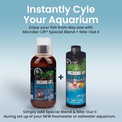 MICROBE-LIFT Special Blend Aquarium Water Care Treatment, Cleaner & Clarifier for Fresh and Saltwater Fish Tanks, Reduces Maintenance & Helps with Aquarium Algae Control and Odor, 4 Ounces (SBH04)