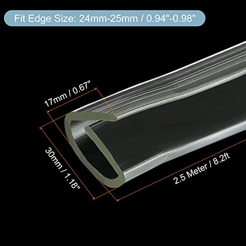 uxcell U Channel Edge Trim, 8.2ft Length Soft Rubber Guard Seal Strip Edge Protector Fit for 24-25mm Edge, (43/64" W x 1 3/16" H) Clear - size: 43/64"x 1 3/16"x 8.2ft