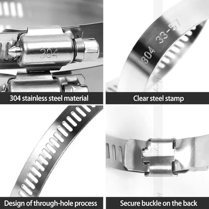 9 inch stainless steel hose clamp, adjustable metal worm gear assortment kit for water pipe (2 pcs)