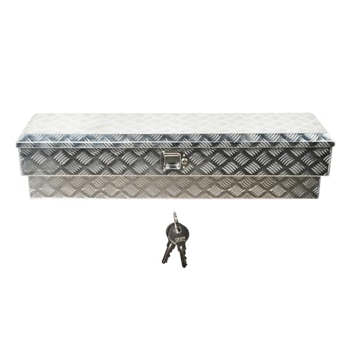 48"X8"X12.5" Inch Silver Aluminum Side Mount Truck Tool Box Pickup RV Trailer Truck Bed Toolbox Storage Organizer W/Side Handle, Lock & Keys