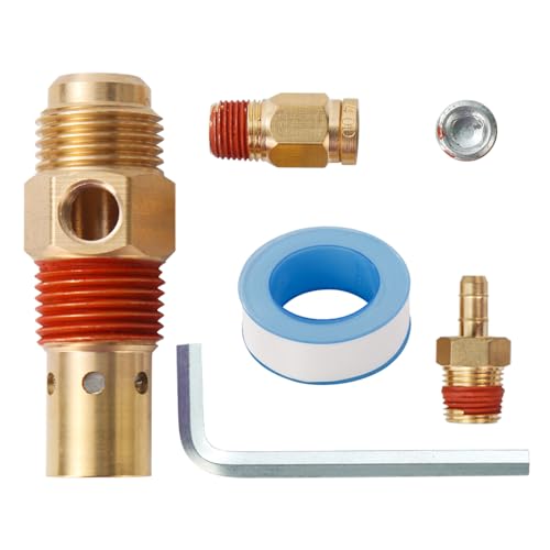 4PC Air Compressor Replacement Parts Brass 1/2" flare x 1/2 Inch MNPT Compressor in Tank Check Valve Kit with Three Different Unloader Tube Fittings 20 SCFM