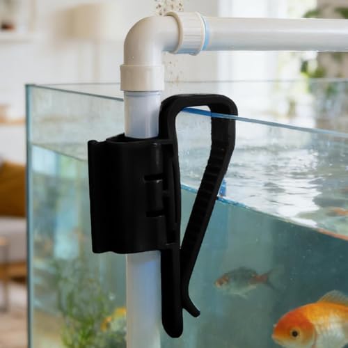 4Pcs Hose Holder, Plastic Fish Water Pipe Clamp, Aquarium Filtration Clip, Adjustable Aquarium Filtration Bucket Mounting Clip, Fit fir 8mm to 16mm Hoses (Black) - color: Black