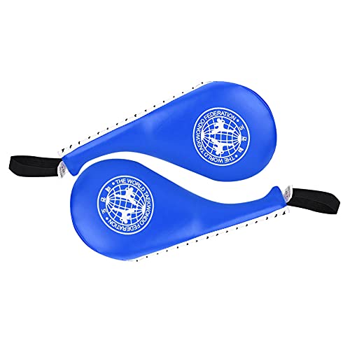 1 Pair Taekwondo Kick Pads, Double Strike Boxing Pads Curved Taekwondo Kick Target Karate Kicking Target Training Equipment Kicking for Youth Adult - color: Blue
