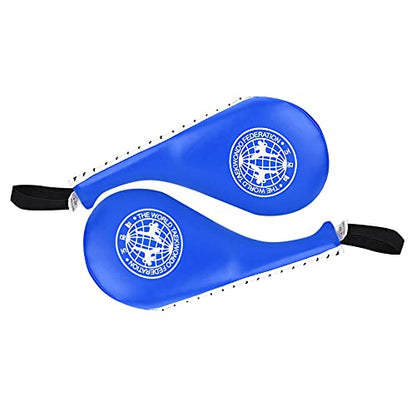 1 Pair Taekwondo Kick Pads, Double Strike Boxing Pads Curved Taekwondo Kick Target Karate Kicking Target Training Equipment Kicking for Youth Adult - color: Blue