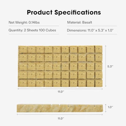 VIVOSUN 1 Inch Rockwool Cubes, 100 Plugs Grow Cubes for Hydroponics, Cuttings, Cloning, Plant Propagation, Seed Startling - size: 1"-100 Plugs