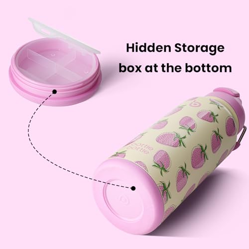 BOTTLE BOTTLE 32oz Insulated Water Bottle with Pill Box - color: Sweet Berry