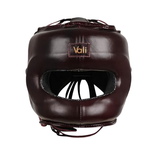 Vali Lancer Leather Face Saver Headgear for Training - color: Red, size: Large-X-Large