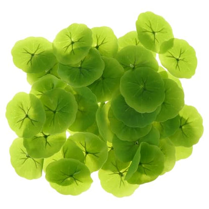 Luxshiny 40pcs Lifelike Imitation Lotus Leaves 6cm Water Lily Pads Artificial Floating Pond Decor for Aquarium Fish Tank and Home Garden Display