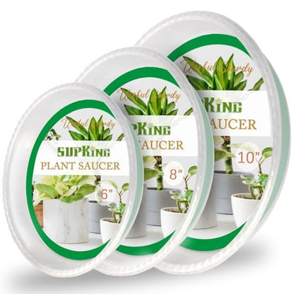 9 Pack Plant Saucers (6inch /8inch /10inch), Heavy Sturdy Plant Trays Pot Tray for Indoor Clear Plastic Flower Pot Saucers Thicker Plant Water Drip Trays for pots- Clear