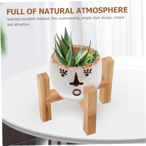 Wooden Four-Legged Flower Pot Holder Stand Decorative Plant Base with Anti-Slip Pads Retro Style Crafts Stand for Indoor Potted Plants and Mini Fish Tanks