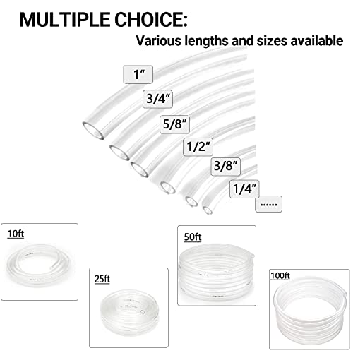 3/8’’ ID × 1/2’’ OD - 100 ft Clear Plastic Vinyl Tubing,Hybrid PVC Tubing Lightweight Non-Toxic vinyl Tube UV Chemical Resistant - size: 3/8'', style: 100 feet
