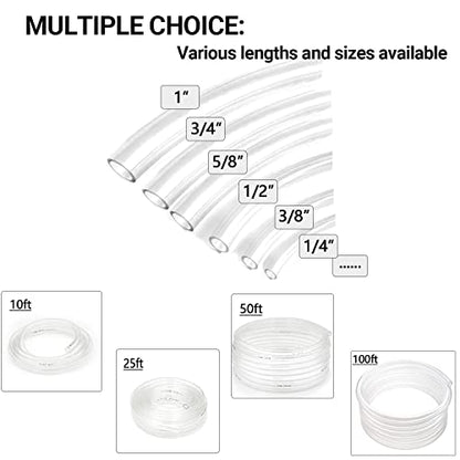3/4’’ ID × 1’’ OD - 100 ft Clear Vinyl Tubing Flexible PVC Tubing,Lightweight Plastic Tube,Oil Resistant Hybrid Multipurpose Industrial Vinyl Hose - size: 3/4'', style: 100 feet